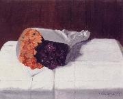 Felix Vallotton Still life with Bouquet of Marigolds and Violets painting